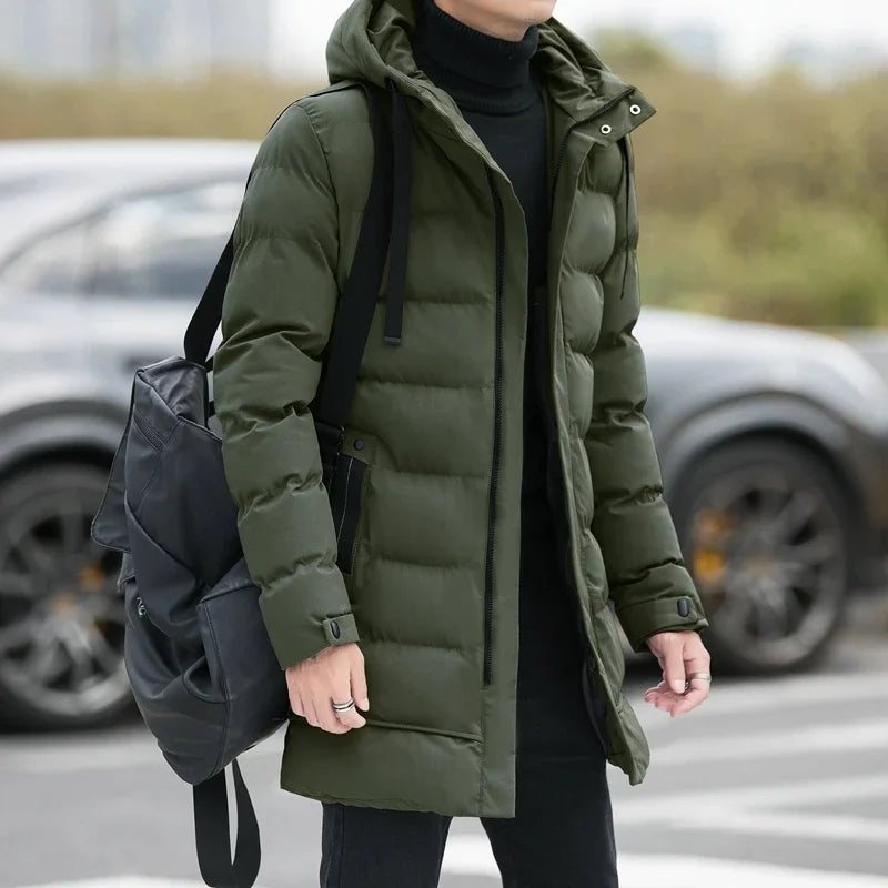 Male Outwear Winter Coats New Slim Fit Jackets Winter Jackets Men Hooded Casual Long Down Jackets Thicker Warm Parkas Size 4XL