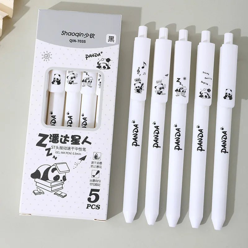 5 Pcs/set Lovely Puppy Cute Stationery Writing Pen Quick Drying Simple Model Press Gel Pen For Student Office School Supplies