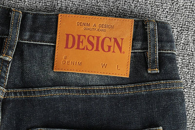 Vintage wash blue to do old simple embroidered jeans men fit small straight leg American trend personality youth pants