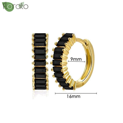 925 Sterling Silver Needle Fashion Round Pendant Small Earrings Luxury Gold Hoop Earrings for Women Premium Black Jewelry Gifts