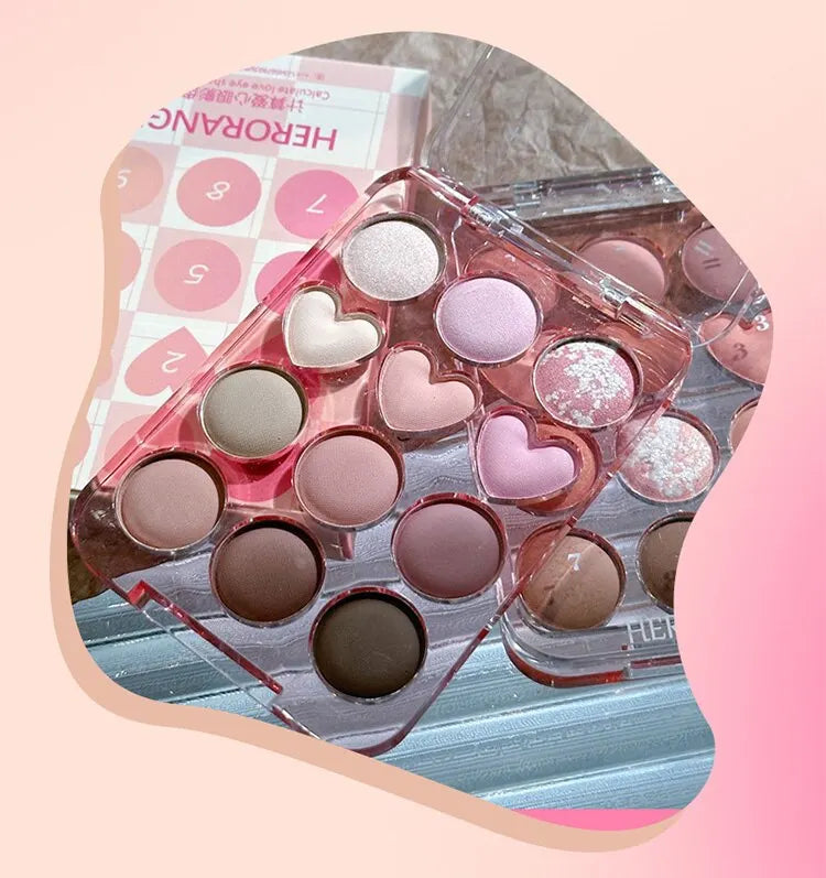 Calculator Love Eyeshadow Palette 12 Colors Matte Pearlescent Glitter Non-Flying Powder Earth Color Eyeshadow