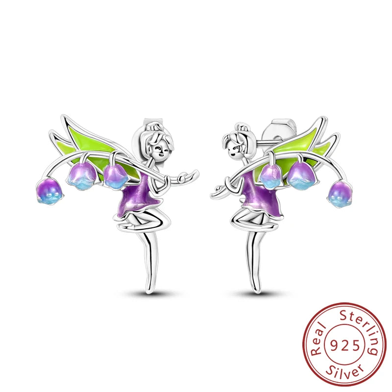 New 925 Sterling Silver Hoop Earrings Heart Bow Gift Box Strawberry Snake Bone Drop Stud Earrings For Women Fashion Jewelry Gift