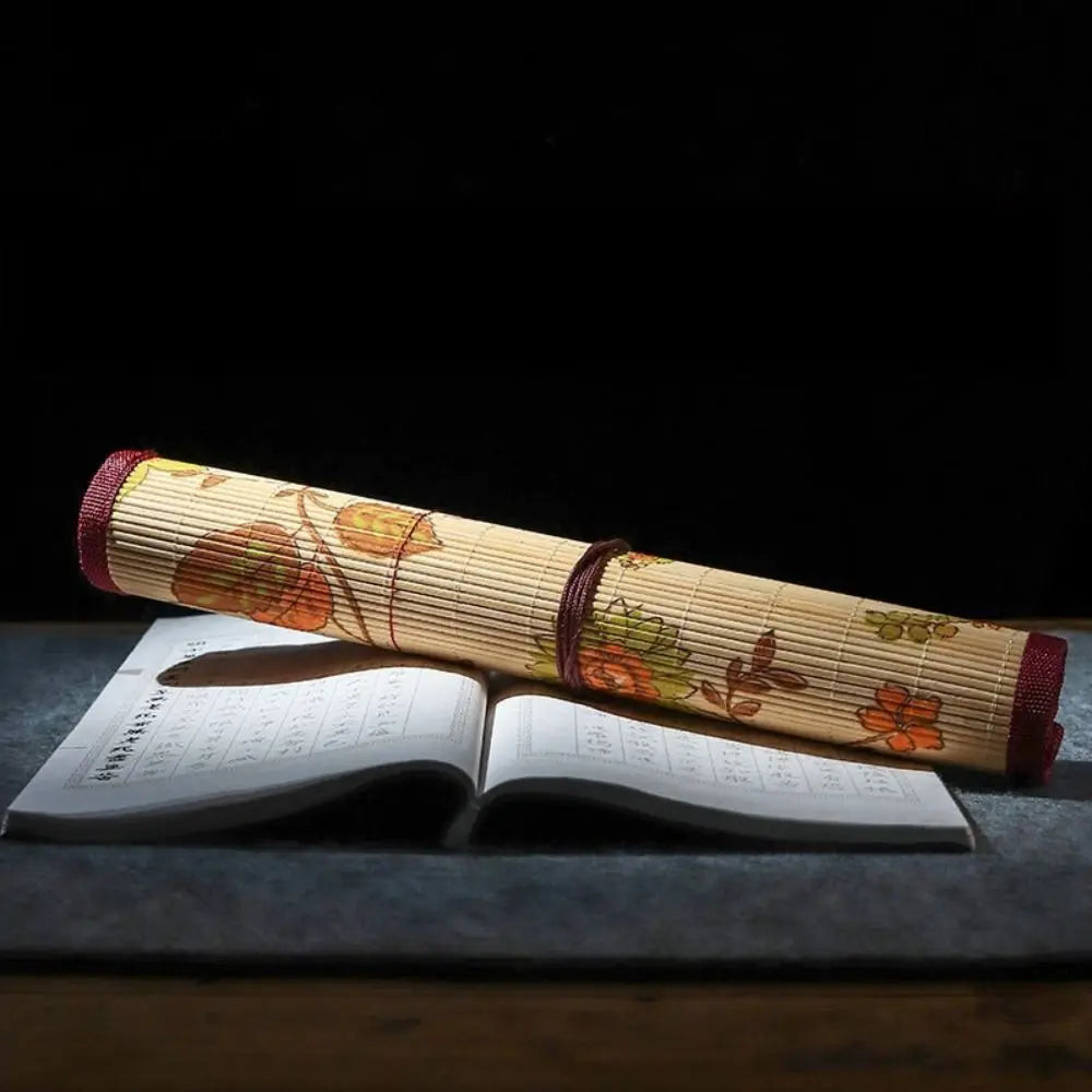 Bamboo Painting Brushes Holder High Quality Large Capacity Chinese Style Calligraphy Pen Curtain Pen Case Art Supplies