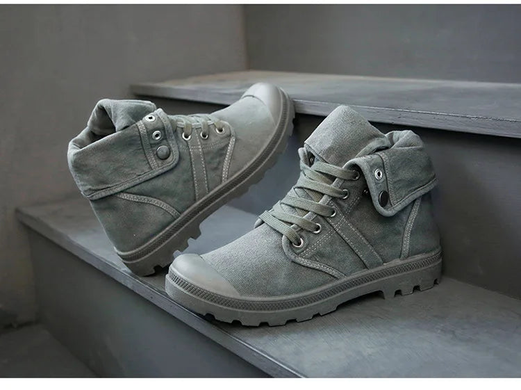 Ankle Boots for Men Sneakers Lace-up Outdoor Men Casual Shoes Flats Breathable Comfortable Canvas Shoes Male Zapatos Hombre
