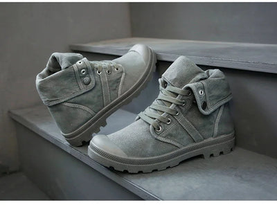 Ankle Boots for Men Sneakers Lace-up Outdoor Men Casual Shoes Flats Breathable Comfortable Canvas Shoes Male Zapatos Hombre