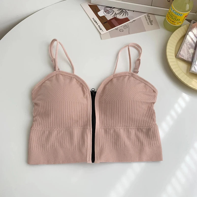 Zipper Front Crop Top