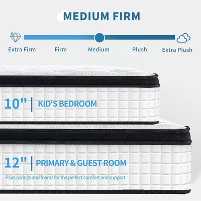 【2025 Upgrade】 12 Inch Hybrid Mattress in a Box - Gel Memory Foam & 800+ Pocket Springs for Back Pain Relief,CertiPUR-US