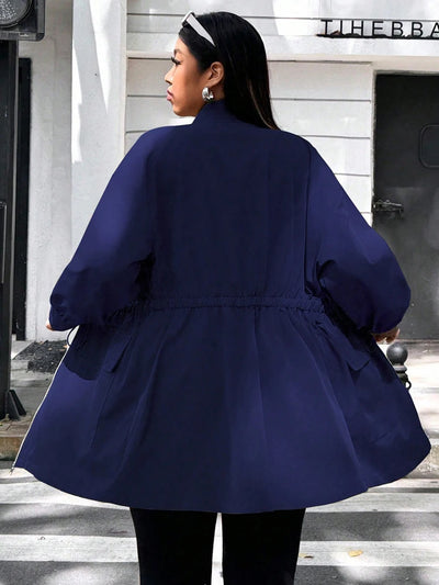 Plus Size Solid Colour Ladies Jacket Casual Fashion Windproof Zip Design Suitable for Autumn and Winter Coat