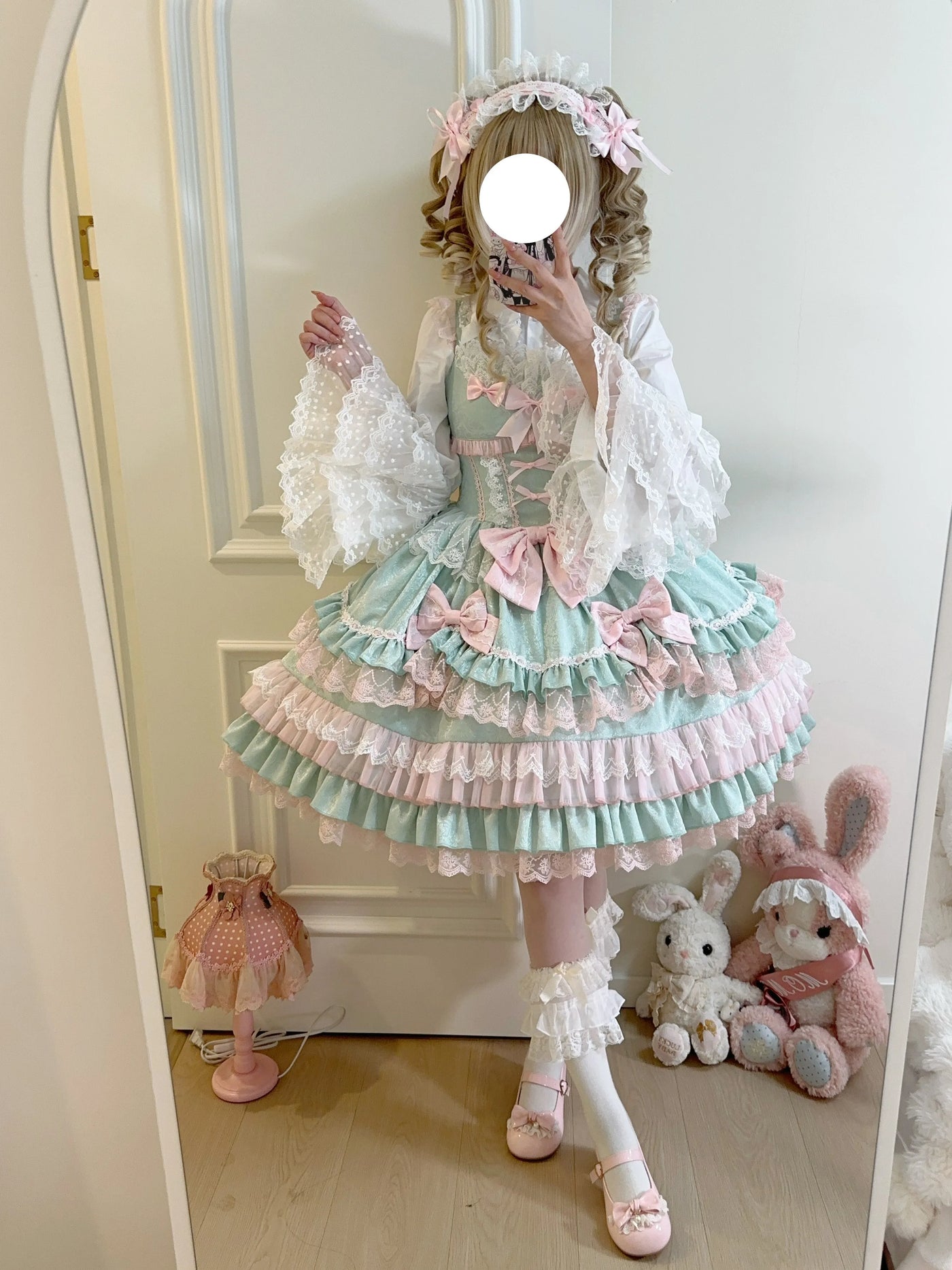 Original Lolita Dress Set Doll Feeling Girl Women's Sweet Jsk Suspender Dress Princess Fairy Lace Bow Sling Cake Dresses