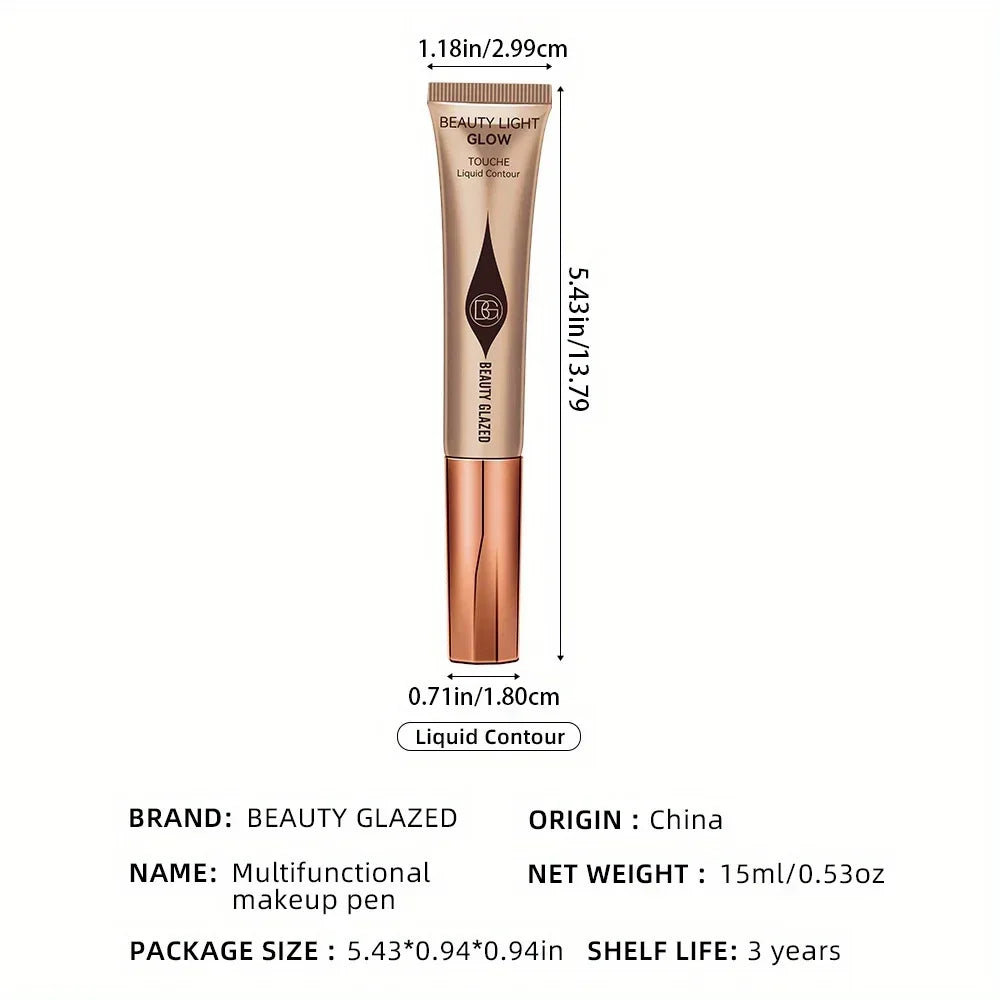 Waterproof Long-lasting Liquid Contour Cream with Sponge Brush Highlighter and Concealer - Silky and Creamy on Face and Body