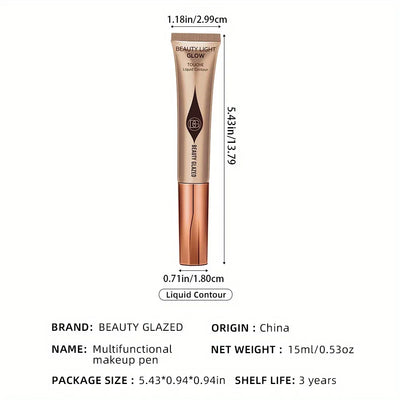 Waterproof Long-lasting Liquid Contour Cream with Sponge Brush Highlighter and Concealer - Silky and Creamy on Face and Body