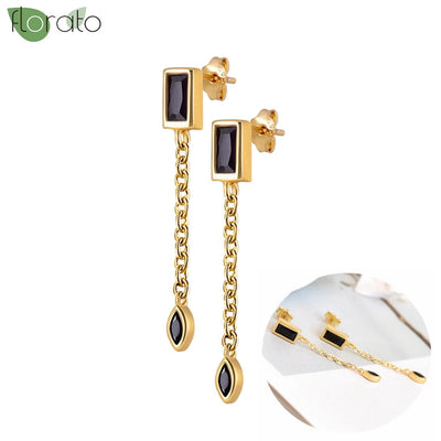 925 Sterling Silver Needle Fashion Round Pendant Small Earrings Luxury Gold Hoop Earrings for Women Premium Black Jewelry Gifts