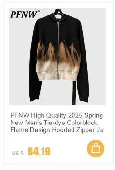 PFNW Unisex Winter Warm Fur Collar Hooded Quilted Padded Jacket 2024 Trend New Brown Loose Causal Short Style Cotton-padded Coat