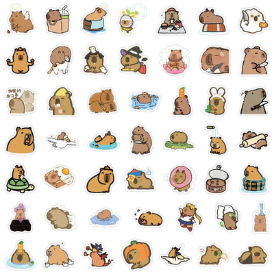 10/30/50pcs Cute Cartoon Animal Capybara Stickers Decals for Laptop Fridge Notebook Diary Funny Decoration Sticker Kids Toys