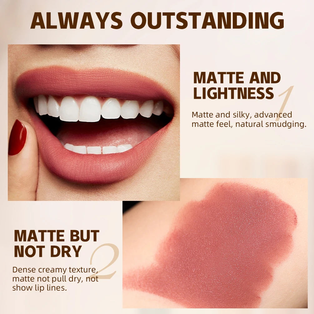New Velvet Matte Lipstick Long Lasting Waterproof Lipstick Non-Stick Cup Lip Stain Tint Cosmetics Lip Pencil Liner Makeup