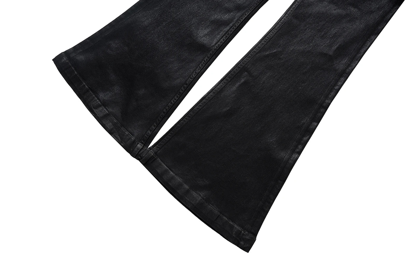 Streetwear Black Wax Leather Strecth Jeans for Men Ropa Hombre Baggy Y2k Flare Pants Oversized Straight Denim Trousers