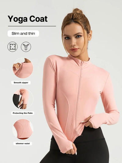 Jackets Women Coat Moisture Wicking Fitness Jackets Yoga Coat Women Shacket Stretchy Running Wear Slim Fit Sports Outerwear