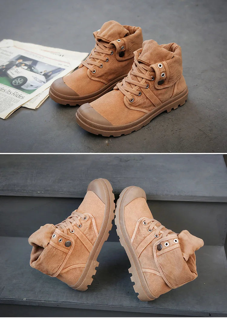 Ankle Boots for Men Sneakers Lace-up Outdoor Men Casual Shoes Flats Breathable Comfortable Canvas Shoes Male Zapatos Hombre