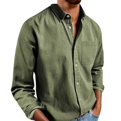 Loose Shirts Men'S Lightweight Long Sleeved Shirt Spring Summer Men'S Casual Cotton Linen Solid Color Long Sleeve Shirts