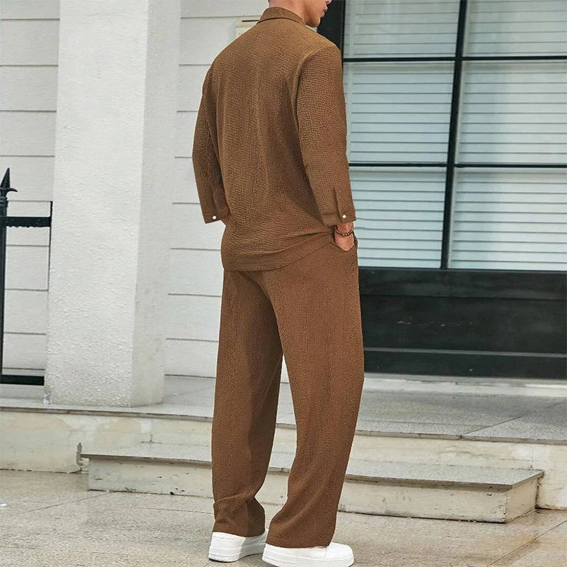 2024 Spring Summer Casual Cotton Shirts And Pants Suits Men Vintage Half Sleeve Irregular Cardigan Two Piece Sets Mens Outfits