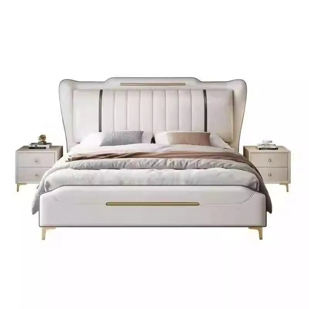 Waterproof Bedroom Bed Aesthetic Modern Lounge French Beds Upholstery Nightstands Meuble De Chambre Furniture Decoration