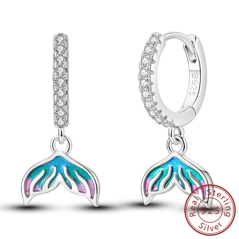 New 925 Sterling Silver Hoop Earrings Heart Bow Gift Box Strawberry Snake Bone Drop Stud Earrings For Women Fashion Jewelry Gift