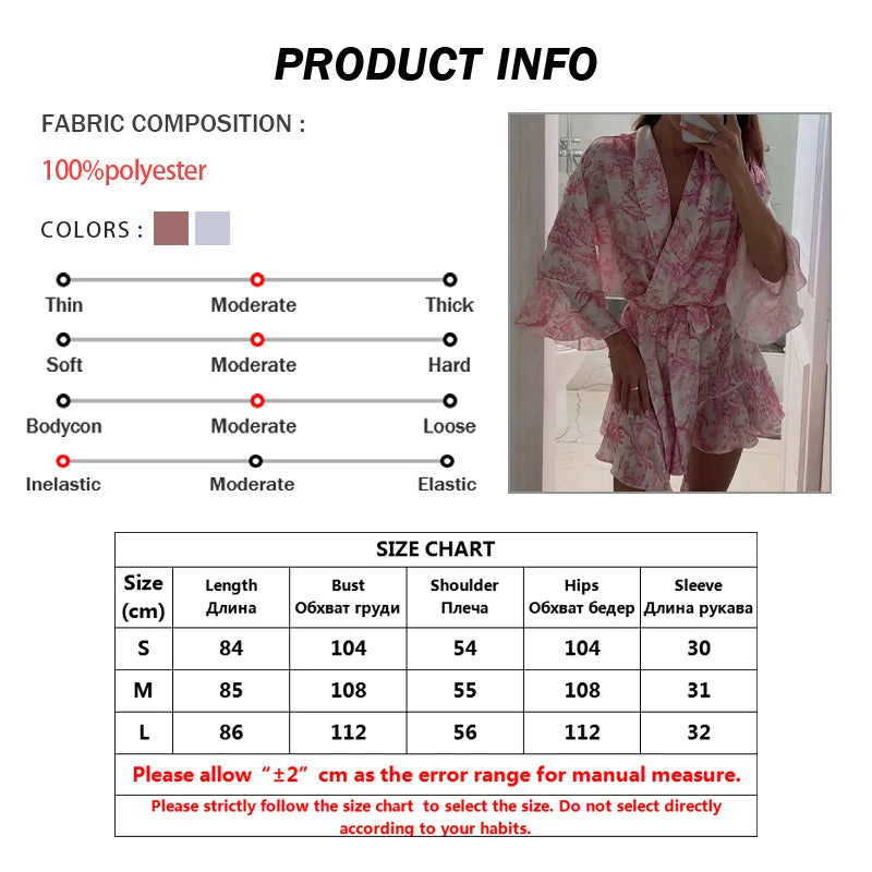 Oymimi Fashion Pink Print Women's Dress Elegant Three Quarter Sleeve Lace-Up Dresses Casual New Pleated Mini Dresses Streetwear