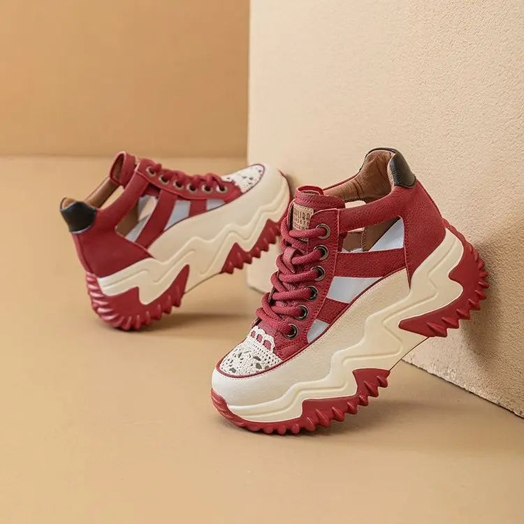 2024 New Sandals Fashion  Mesh Shoe Women Sport  Hollow Out Casual Round Toe Wedge Women Shoes Roman Retro