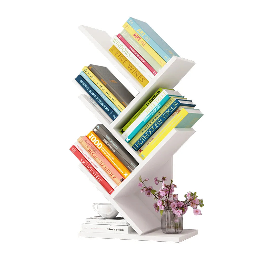 Rustic Standing Tree Bookshelf Wood Display Rack For Home Office Decoration Storage Organizer Shelf Bookcase