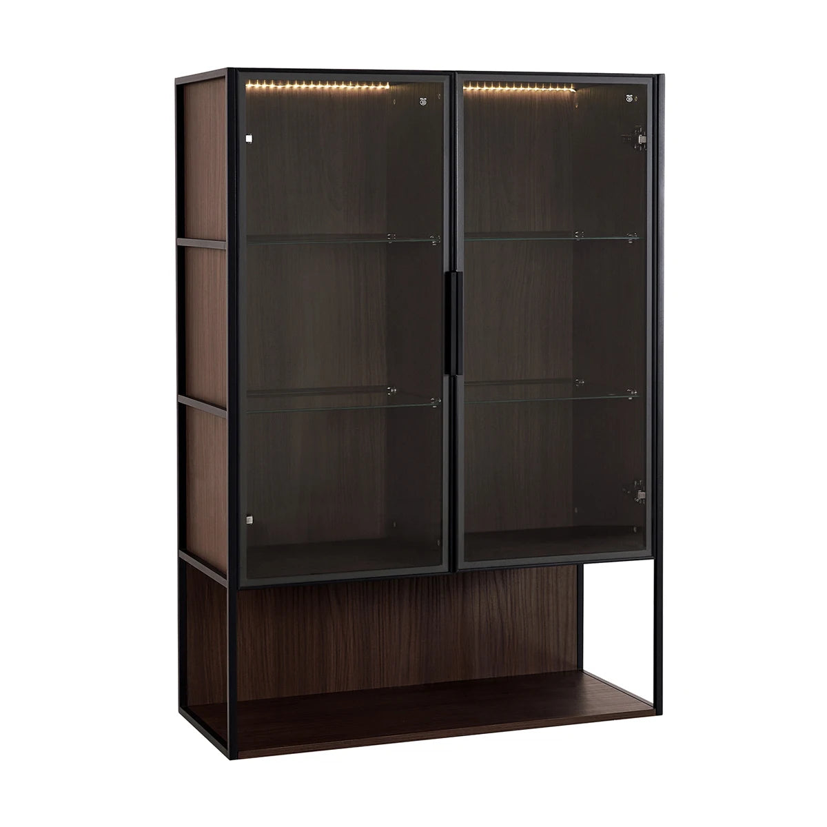 130cm Tall Lighted Display Cabinet, LED Curio Cabinet With Metal Frame And Tempered Glass Door For Living Room Home Office Study