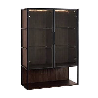 130cm Tall Lighted Display Cabinet, LED Curio Cabinet With Metal Frame And Tempered Glass Door For Living Room Home Office Study