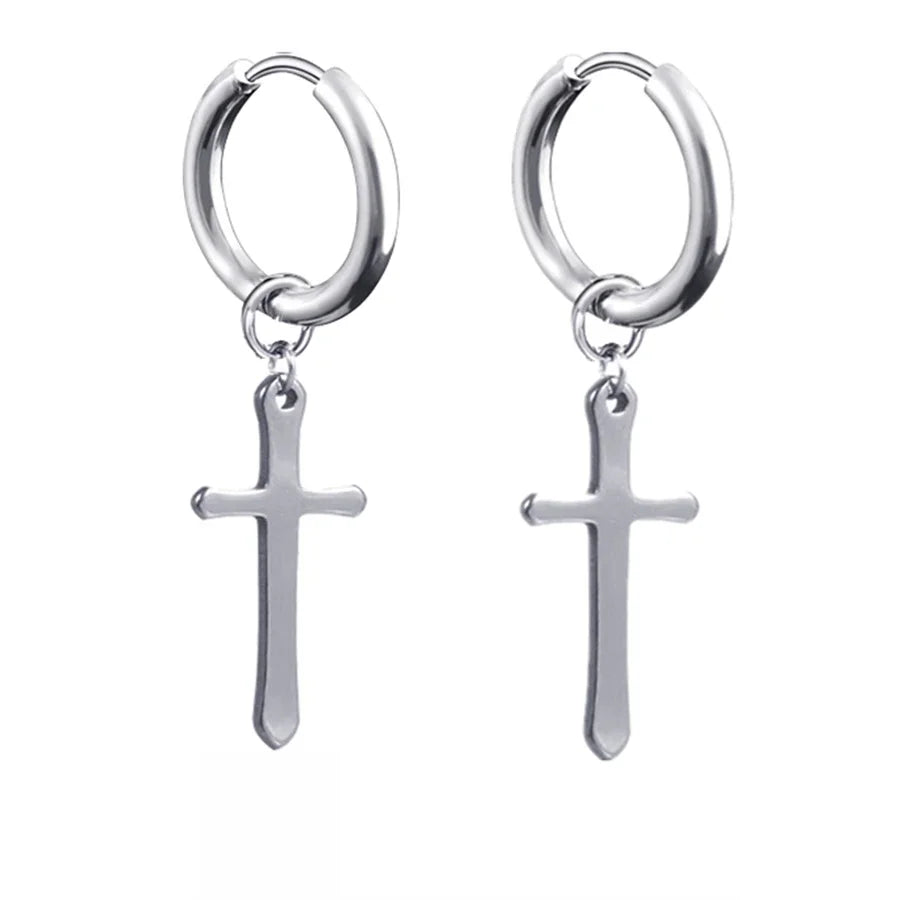 New Punk Stainless Steel Chain Hoop Earrings For Women Men 2023 Trendy Goth Pop Hip Hop Pendants Ear Jewelry Accessories Earring