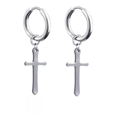 New Punk Stainless Steel Chain Hoop Earrings For Women Men 2023 Trendy Goth Pop Hip Hop Pendants Ear Jewelry Accessories Earring