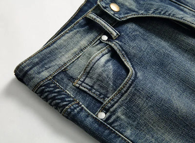 Jeans Men Long Pencil Pants Denim Pant High Waist Slim Fit Simple Zipper Splice Casual Regular Autumn Winter Straight Trousers