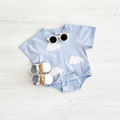 New Summer Infant Short Sleeve Romper Baby Triangle Bodysuit Clothes Baby Girl Jumpsuit Love Cloud Pattern Cartoon Boy 0-18M