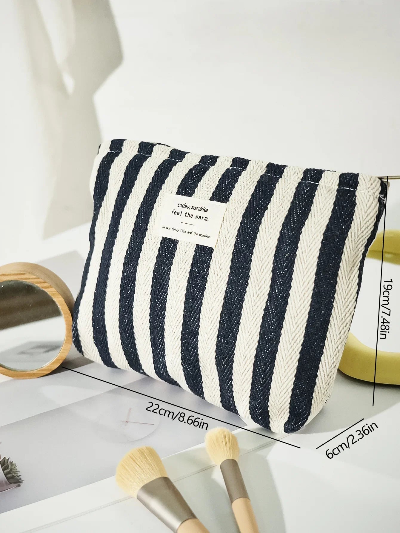 Women Waterproof Cosmetic Bag Storage Vertical Stripe Cosmetic Bag Makeup Case Travelling Pouch For Ladies Pencil Case
