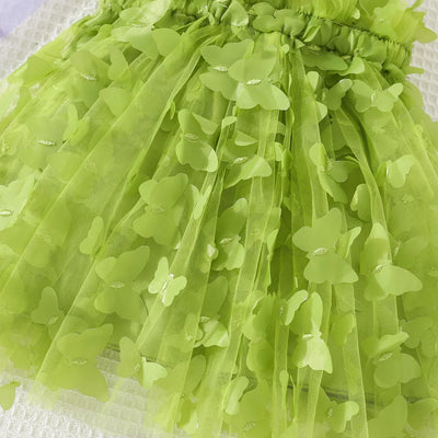 (0-3 Years) Summer New Baby Girls Dress Solid Color Halter Butterfly Embellished A-Line Skirt Mesh Sweet Princess Dress
