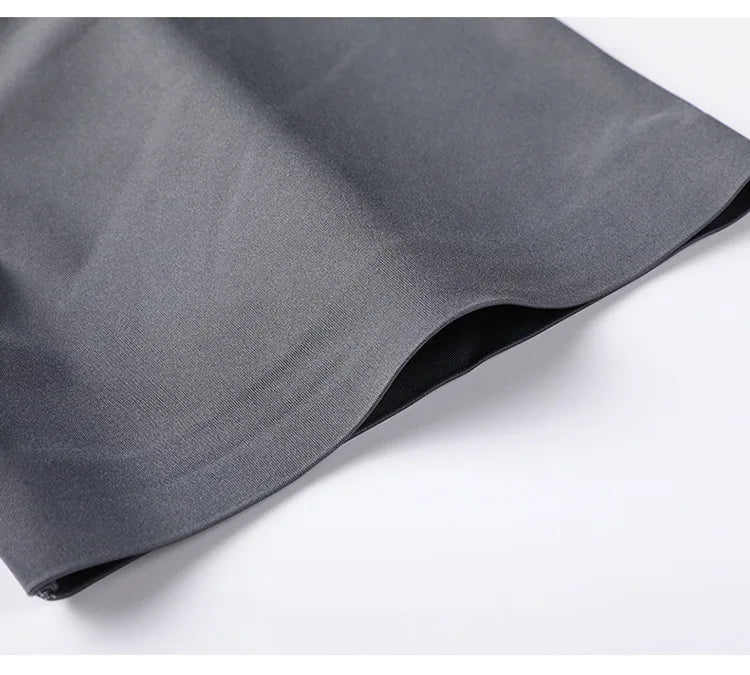 Summer New High-grade Hidden Button Men's Light Luxury Short Sleeve Shirts Men High Elastic Business Anti-wrinkle Ice Silk Shirt