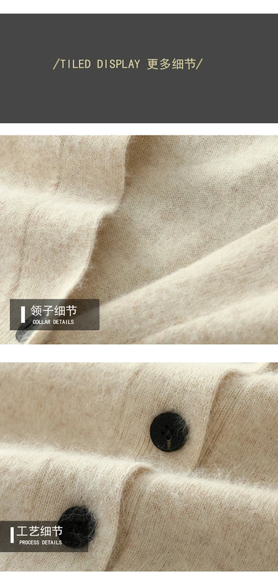 Women's Plus size Autumn Winter New Cardigan V-Neck Top 100% Mink Cashmere Knitted Sweater Casual Loose Large Long Sleeved Tops