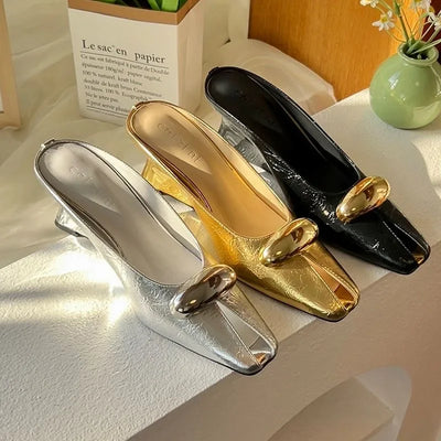 2025 Silver Slope Heel Peep Top Sandals Fashion Open Toe Slippers Banquet Party Woman Shoes 35-42 Urban Beauty