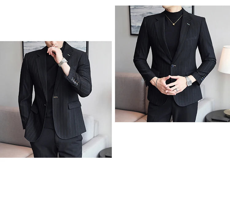 2024 Slim Fit Men's Wedding Casual Suit High-End All-in-One Handsome Two Button Fashion Boutique Single West Coat S-5XL