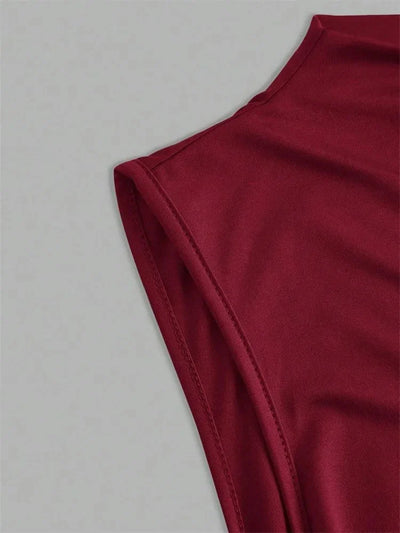 Women's Mock Neck Pleated Crop Top Summer Solid Color Basic Sleeveless Ruched Tank Top Streetwear