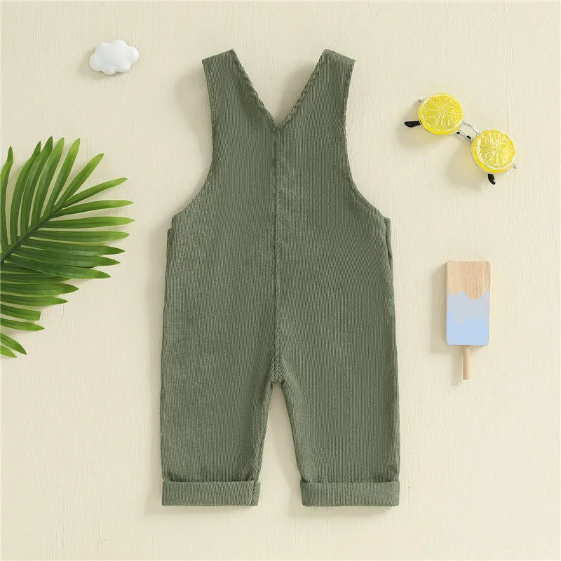 0-24months Unisex Baby Suspender Pants Jumpsuit With Buttons Fit Solid Color Overalls For Toddler Boys And Girls
