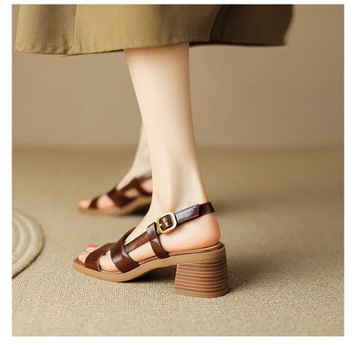 2023 Women S Sandals PU Leather Open Toe Ladies Beach Shoes Summer Sexy Sandals Buckle Strap Flip Women's Sandals