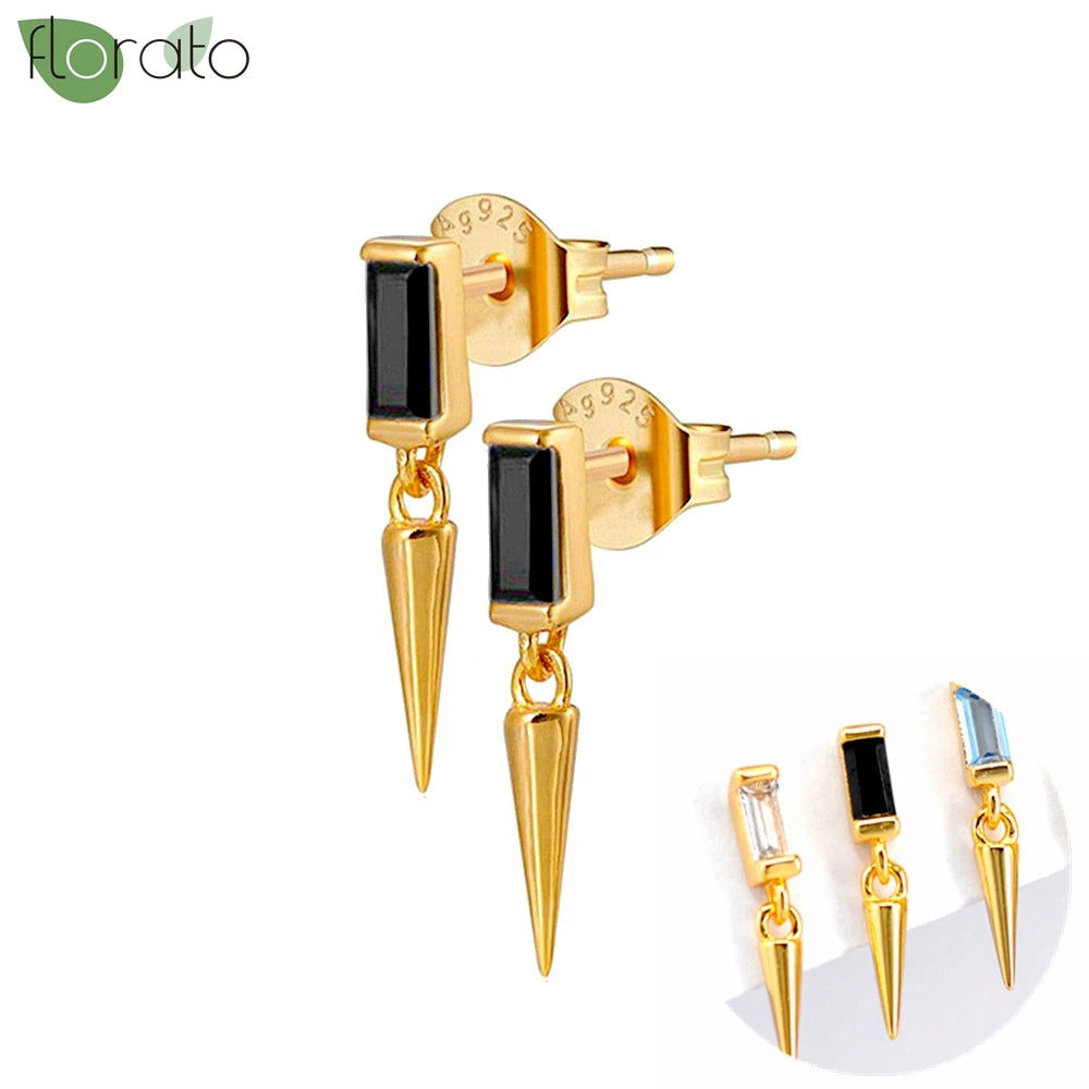 925 Sterling Silver Needle Fashion Round Pendant Small Earrings Luxury Gold Hoop Earrings for Women Premium Black Jewelry Gifts