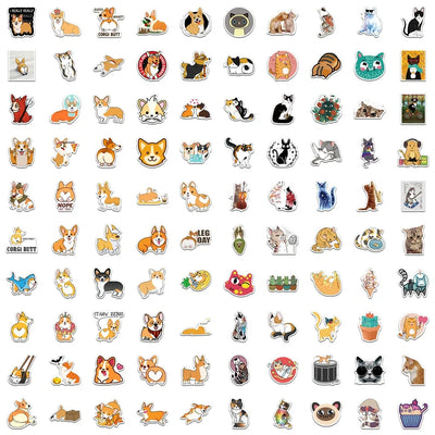 100/300PCS Mix Cute Cartoon Animals Graffiti Stickers DIY Phone Guitar Laptop Notebook Suitcase Cup Waterproof Sticker Kids Toy