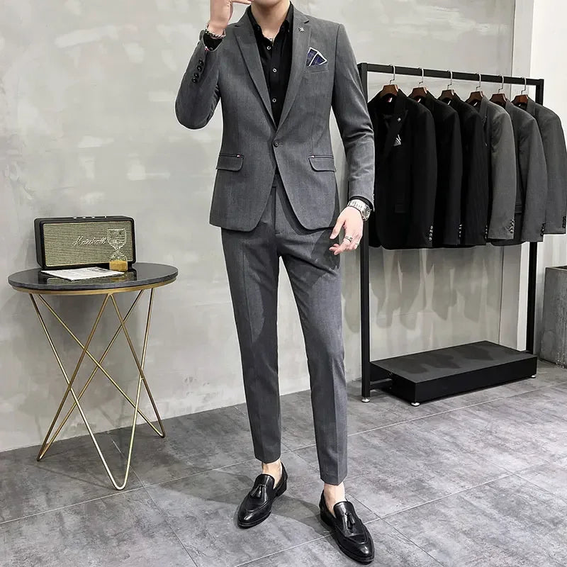 High-Quality Two-Piece Groom Wedding Suit Business Casual Banquet Costume for Men Luxury Ensemble with Trousers