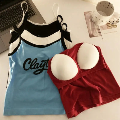 All-Match with Pads Letter Printed Tank Top