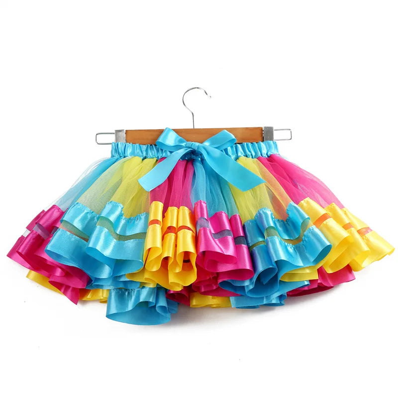Baby Tutu Skirt Infant Girls Colorful Rainbow Tulle Skirt Princess Mini Dress Children Clothing Pettiskirt Toddler Cloth