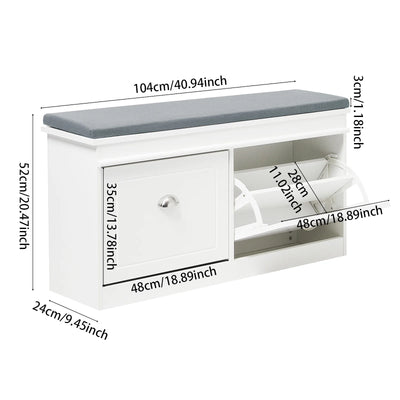 【Breeins】Flip Down Shoe Bench Cabinet, Shoes Rack Storage Organizer Shelf Home Decoration For Entryway